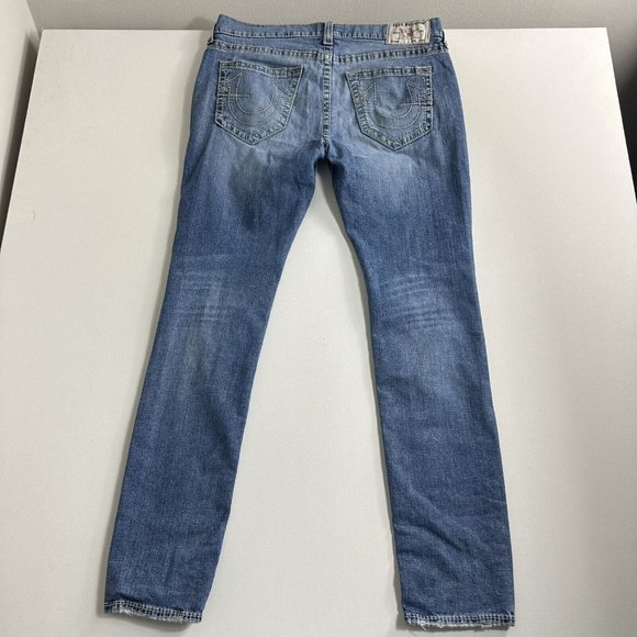 True Religion Men 36x34 Rocco No Flap Big T Relaxed Skinny Jeans Distressed ￼‎ - Picture 2 of 12